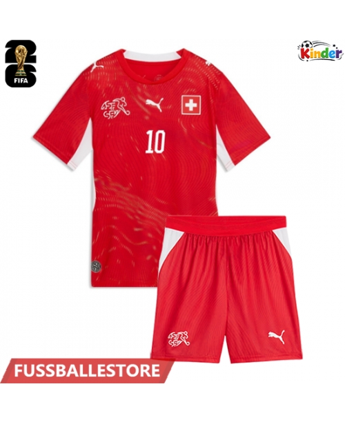 Günstige Schweiz Granit Xhaka #10 Heimtrikotsatz Kinder WM 2026 Kurzarm (+ Kurze Hosen)